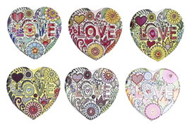 DKD Home Decor Posavasos de Dolomita Corazón Surtido de 6 Unidades