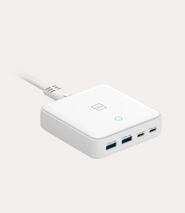 Tucano Cargador GaN 65W de Sobremesa con 4 Puertos (2 USB-C), Power Delivery 3.0, Quick Charge 3.0, 1.5m, Blanco, MADEGA65EUW