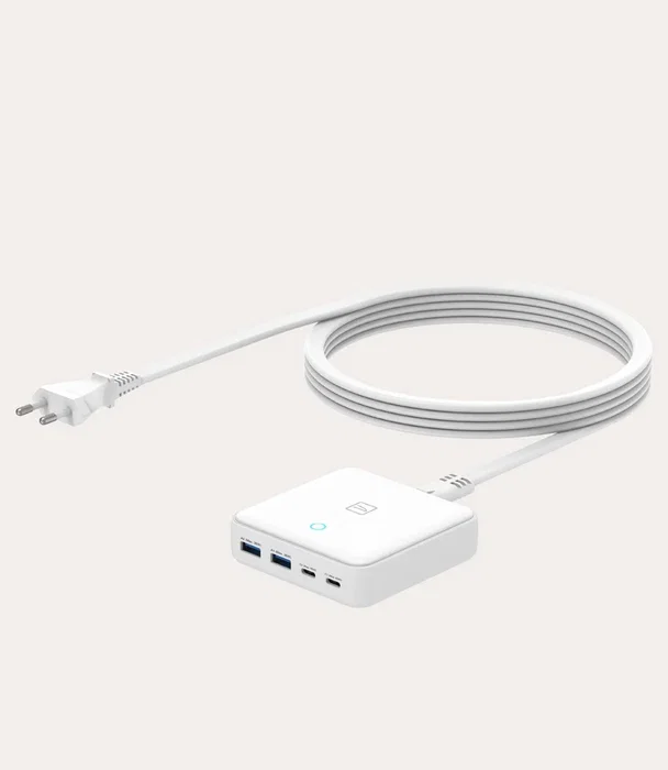 Tucano Cargador GaN 65W de Sobremesa con 4 Puertos (2 USB-C), Power Delivery 3.0, Quick Charge 3.0, 1.5m, Blanco, MADEGA65EUW
