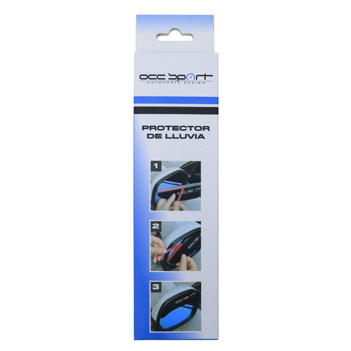 Occ Sport OCCDEC020 Protector de lluvia para espejo retrovisor lateral ahumado, pack de 2 piezas de PVC con adhesivo, instalación sin herramientas, 170 x 50 x 10 mm