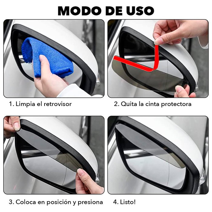 Occ Sport OCCDEC020 Protector de lluvia para espejo retrovisor lateral ahumado, pack de 2 piezas de PVC con adhesivo, instalación sin herramientas, 170 x 50 x 10 mm