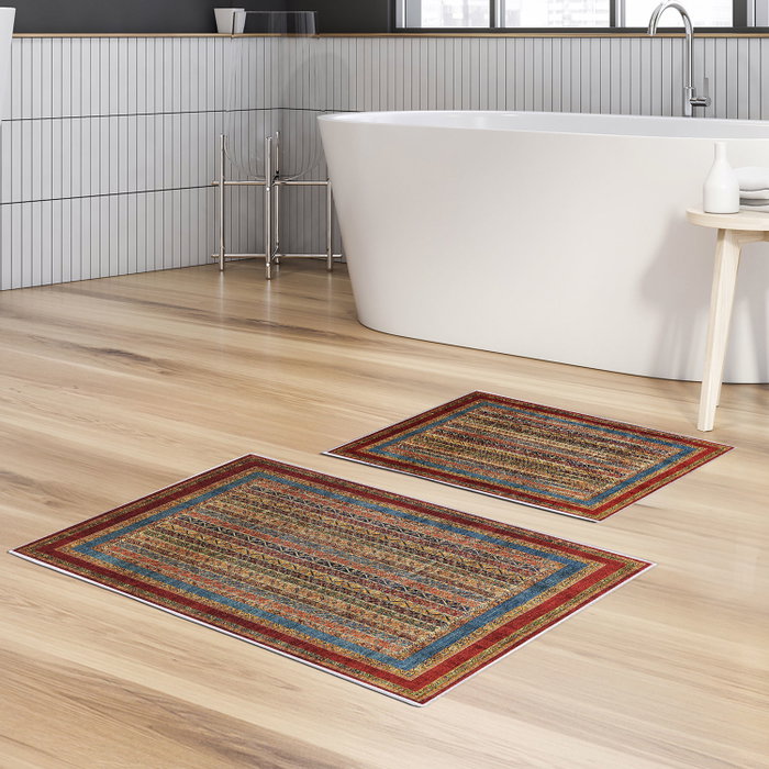 Mijölnir Kt456 Juego de Alfombrillas de Baño 100% Poliéster, Suave, Antideslizante, Antibacteriano, Fácil Limpieza, 2 Tamaños