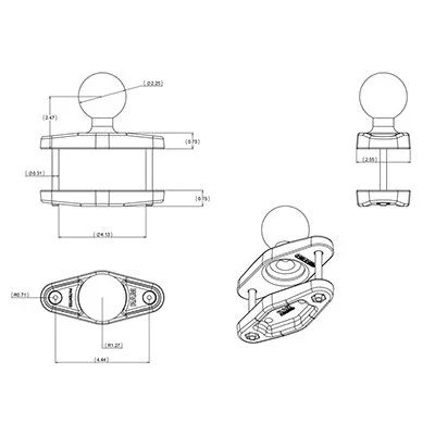 RAM Mounts RAM-D-247U-4 Kit de Montaje Negro Aluminio RAM Mounts RAM-D-247U-4 Kit de Montaje Negro Aluminio