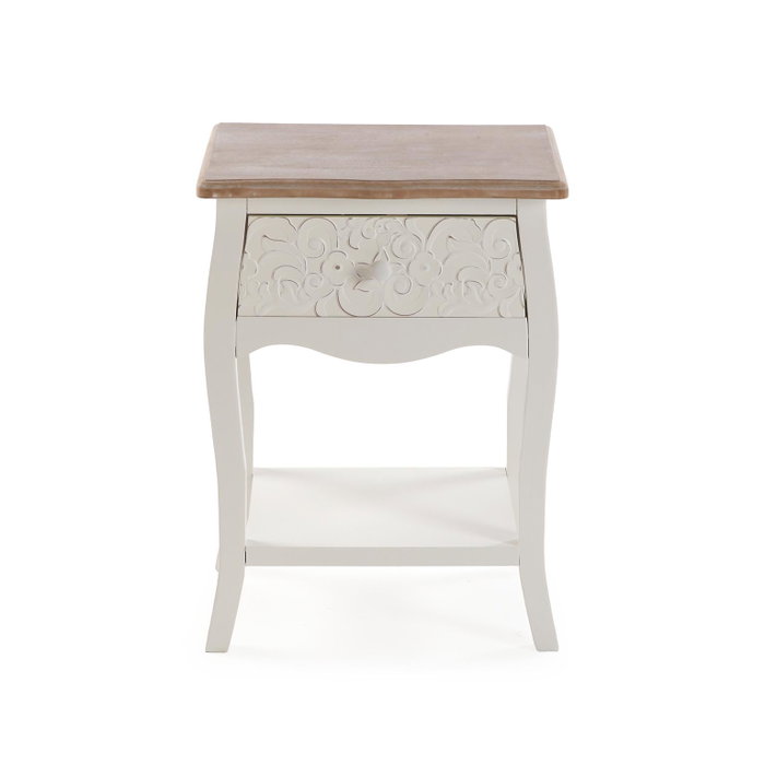 Versa Mesita Noche Rustica Blanca 34x62 cm