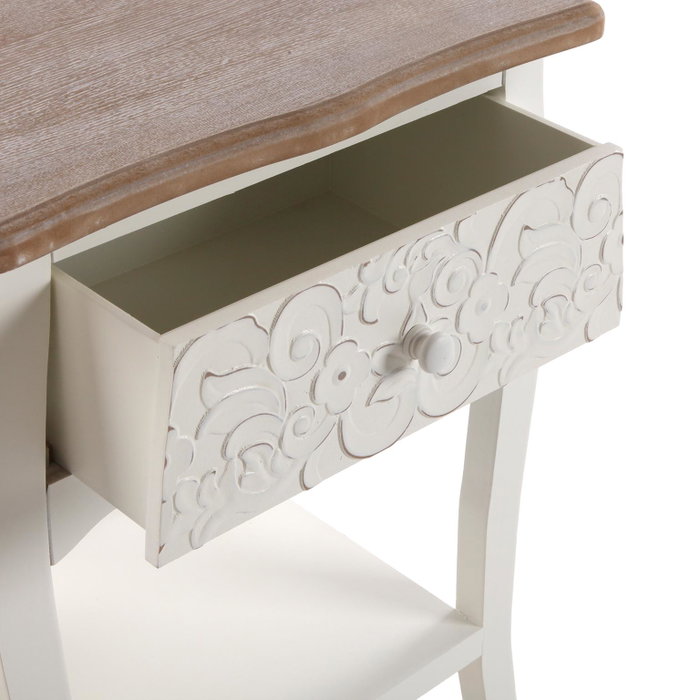 Versa Mesita Noche Rustica Blanca 34x62 cm