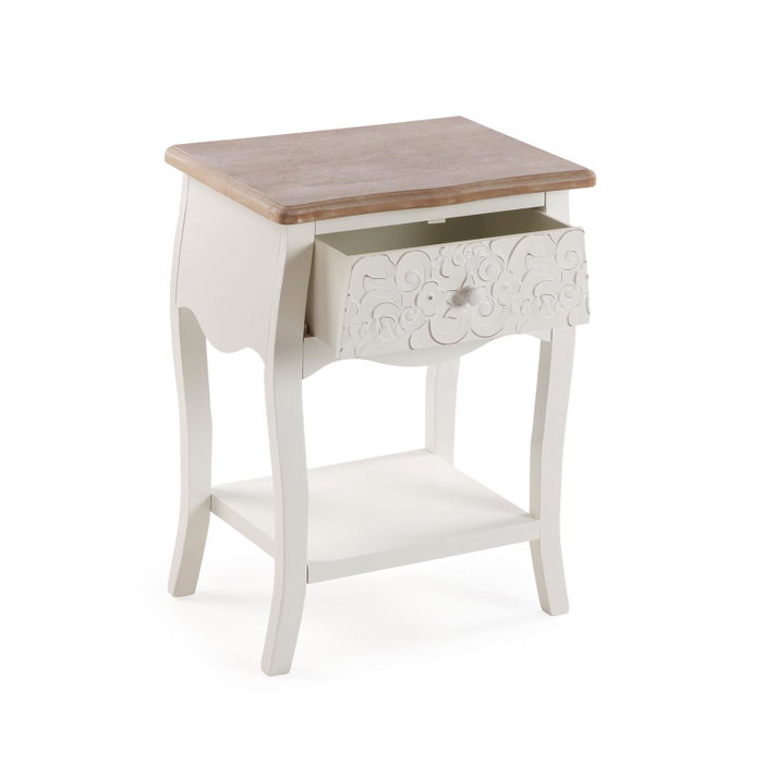 Versa Mesita Noche Rustica Blanca 34x62 cm