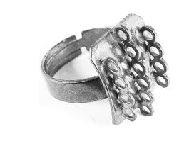 Innspiro Anillo metálico ajustable plateado con base rectangular