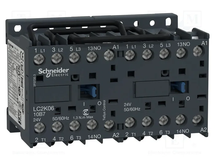 Schneider Electric LC2K0610B7 Contactor Reversible de Retorno de 3 Polos 24VAC 6A Schneider Electric LC2K0610B7 Contactor Reversible de Retorno de 3 Polos 24VAC 6A