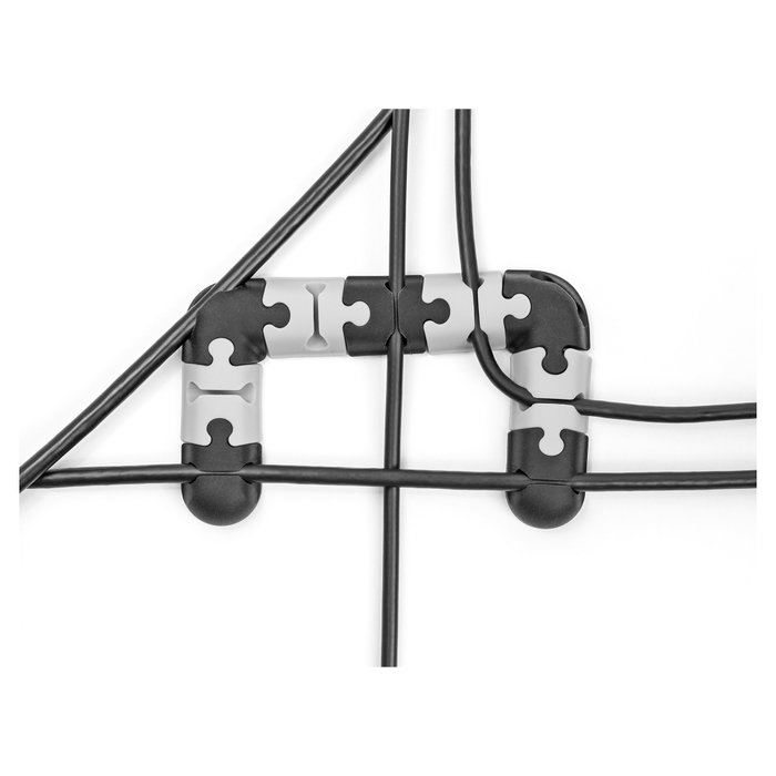 DeLOCK Set modular de 9 soportes para cables autoadhesivos negro/gris