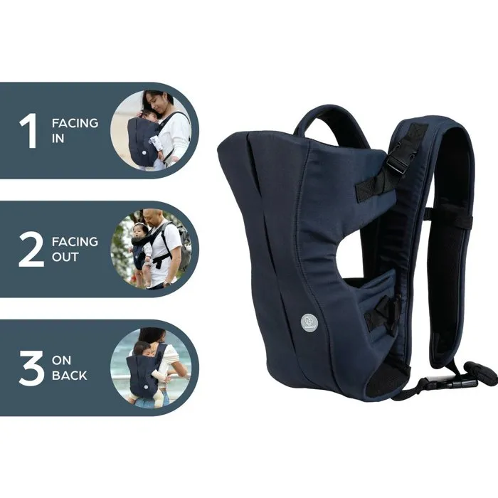 Dreambaby Portabebés On-The-Move 3 en 1, Ligero y Transpirable, Postura Frente/Espalda, Para 3.5-12 kg, Azul Marino - DRE9312742424770