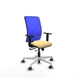 PIQUERAS Y CRESPO Silla de oficina Motilla con mecanismo Sincro/Traslack, Crema y Azul