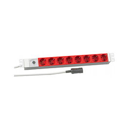 EFB Elektronik Regleta de 19 pulgadas 1HE con 8 tomas CEE7/3, cable C14 y 2m de longitud, Gris RAL7035