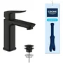 Grohe Grifo mezclador para lavabo DICE Negro mate con desagüe sistema clic - Tamaño M - Referencia AACJS37164