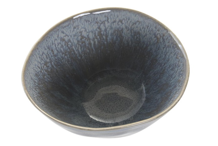 DKD Home Decor Set de 12 Cuencos de Gres Esmaltado Azul Celeste 15x11,8x9 cm