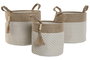 DKD Home Decor Set de 3 Cestas de EVA y Poliéster en Natural y Crema 30x30x34 cm