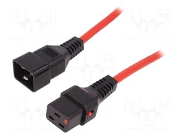 IEC LOCK Cable de alimentación H05VV-F C19 hembra a C20 macho, 2m, rojo