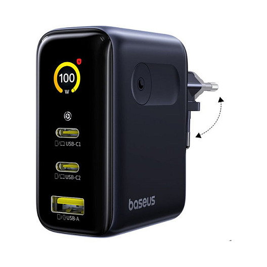 Baseus PicoGo AE21 Cargador 100W 2C+A Negro con Cable USB-C 1,5m