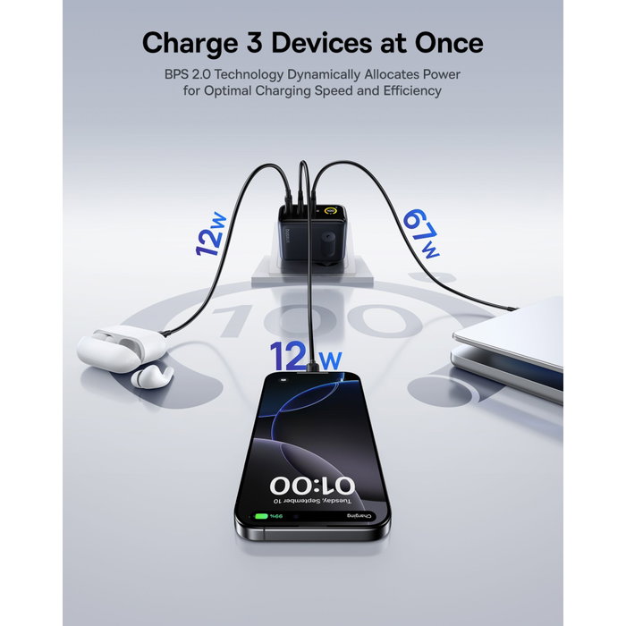 Baseus PicoGo AE21 Cargador 100W 2C+A Negro con Cable USB-C 1,5m