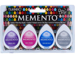 Tsukineko Set 4 almohadillas de tinta gota MEMENTO día lluvioso