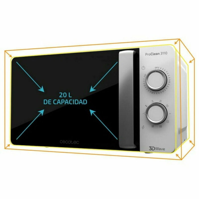 Cecotec ProClean 3110 Microondas con Grill de 20 L, Blanco Cecotec ProClean 3110 Microondas con Grill de 20 L, Blanco