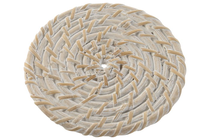 DKD Home Decor Posavasos Balines Blanco Natural Bambu Ratan Set 6 Piezas 12 x 12 x 6 cm