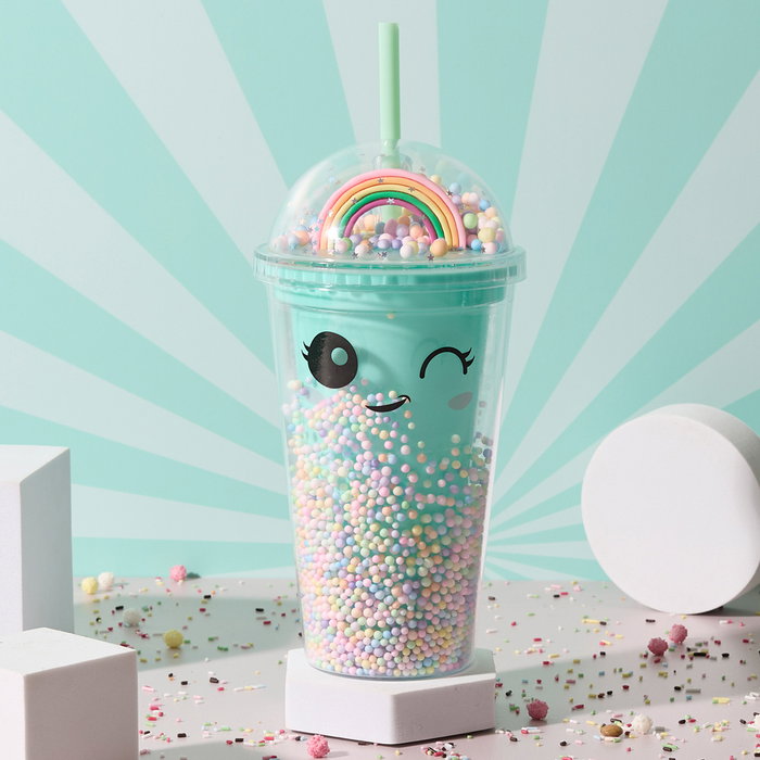The Concept Factory Mug con Pajita Rainbow 350 ml Colección Kawaii The Concept Factory Mug con Pajita Rainbow 350 ml Colección Kawaii