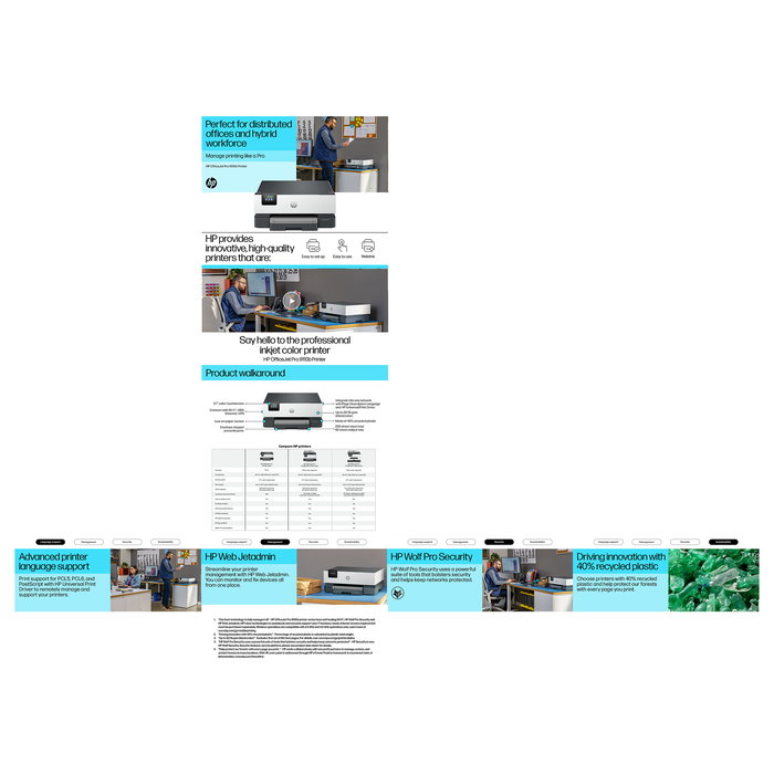 HP OfficeJet Pro 9110 - Drucker Tintenstrahl Farbe, Duplex, Bluetooth, A4/Legal, grau/schwarz