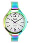 SAMI SRA - Reloj de metal con baño rainbow red y esfera plateada