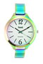 SAMI SRA - Reloj de metal con baño rainbow red y esfera plateada