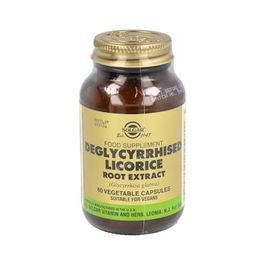 SOLGAR Regaliz Desglicirrizado-Raíz (Licorice) 60V - Extracto para Mantenimiento Digestivo, Apto Veganos, 60 Cápsulas Vegetales