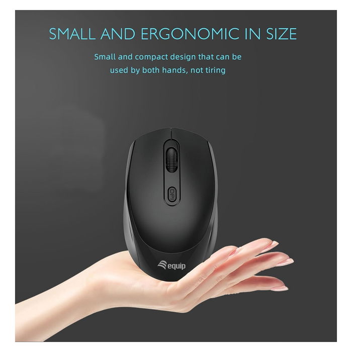 EQUIP 245122 Ratón Kompaktmaus Inalámbrico Ambidextro Óptico 1600 DPI, 4 Botones, Negro EQUIP 245122 Ratón Kompaktmaus Inalámbrico Ambidextro Óptico 1600 DPI, 4 Botones, Negro