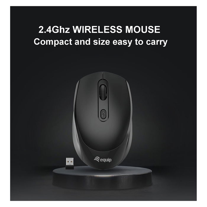 EQUIP 245122 Ratón Kompaktmaus Inalámbrico Ambidextro Óptico 1600 DPI, 4 Botones, Negro EQUIP 245122 Ratón Kompaktmaus Inalámbrico Ambidextro Óptico 1600 DPI, 4 Botones, Negro