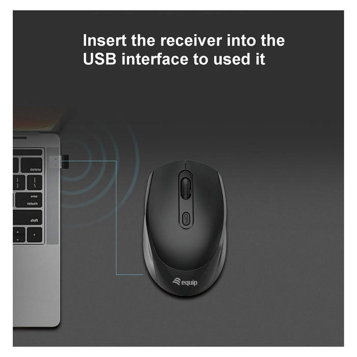 EQUIP 245122 Ratón Kompaktmaus Inalámbrico Ambidextro Óptico 1600 DPI, 4 Botones, Negro EQUIP 245122 Ratón Kompaktmaus Inalámbrico Ambidextro Óptico 1600 DPI, 4 Botones, Negro