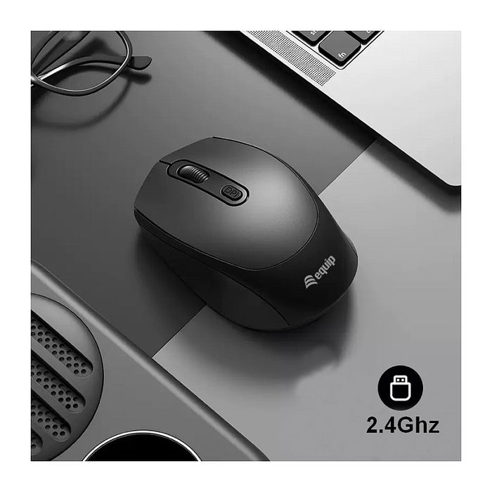 EQUIP 245122 Ratón Kompaktmaus Inalámbrico Ambidextro Óptico 1600 DPI, 4 Botones, Negro EQUIP 245122 Ratón Kompaktmaus Inalámbrico Ambidextro Óptico 1600 DPI, 4 Botones, Negro