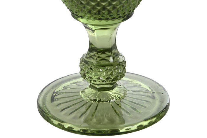 DKD Home Decor Set de 6 Copas de Cristal Verde Grabado 240ml