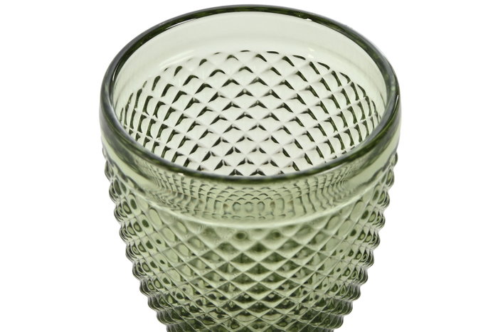DKD Home Decor Set de 6 Copas de Cristal Verde Grabado 240ml