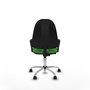 Silla de oficina Algarra con mecanismo Contacto permanente básico tapizada con Tela color Verde. Equipada con Base cromada, Brazos fijos y Ruedas de nailon 50 mm