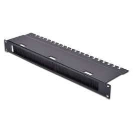 Digitus Panel de gestión de cables 1HE con tira de cepillo para armarios de 483 mm (19"), Negro
