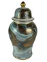 DKD Home Decor Tibor de Porcelana con Tapa Azul y Dorado