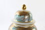 DKD Home Decor Tibor de Porcelana con Tapa Azul y Dorado