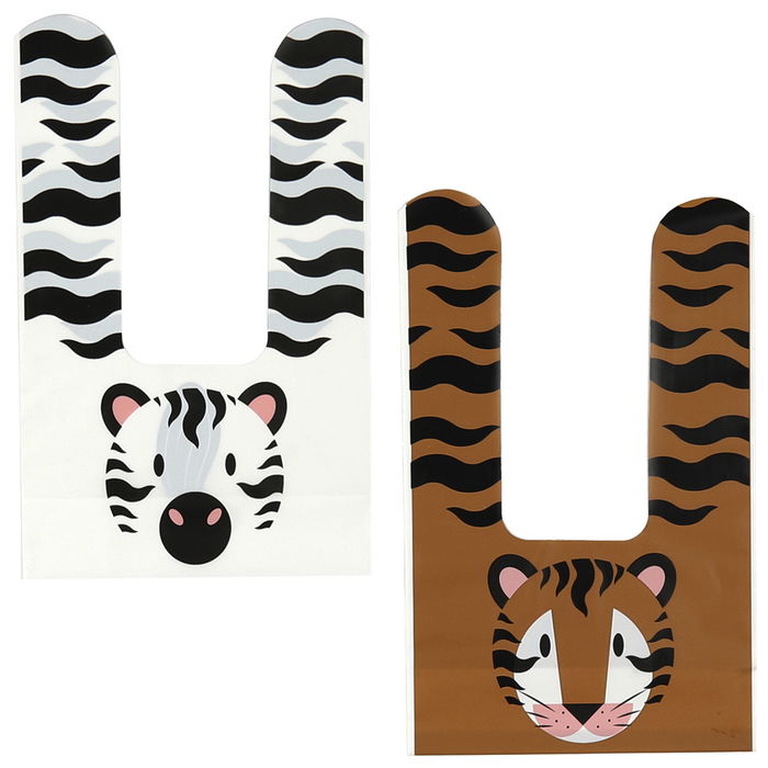 Party Time Juego De 10 Bolsas De Regalo Sabana Fiesta Cumpleaños Modelos Surtidos Tigre Cebra