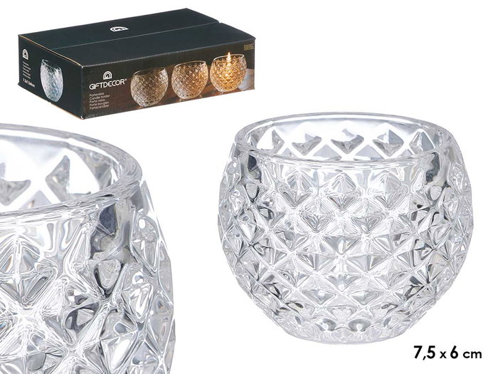 Giftdecor Portavela de Cristal con Forma de Rombo, Pequeño, para Decoración o Regalo, Transparente, Dimensiones: 7.5x6x7.5 cm (Set de 24) Giftdecor Portavela de Cristal con Forma de Rombo, Pequeño, para Decoración o Regalo, Transparente, Dimensiones: 7.5x6x7.5 cm (Set de 24)