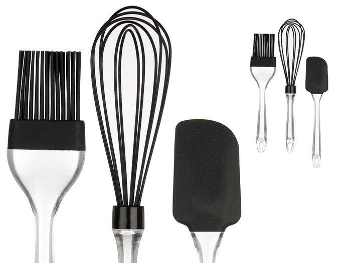 Kinvara Set 3 Utensilios Silicona Negro Transparente 15x34x6 cm (Set de 8)