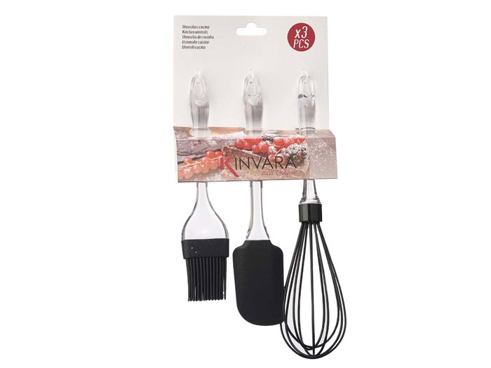 Kinvara Set 3 Utensilios Silicona Negro Transparente 15x34x6 cm (Set de 8)