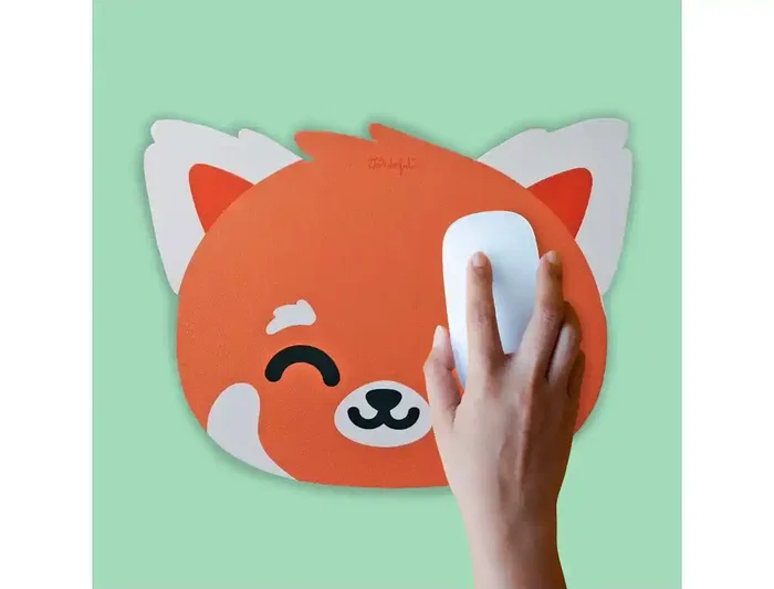 Wondee Alfombrilla para Ratón Mr. Wonderful Forma Panda Rojo Antideslizante Control Preciso Cómoda Lavable 210x3x210 mm