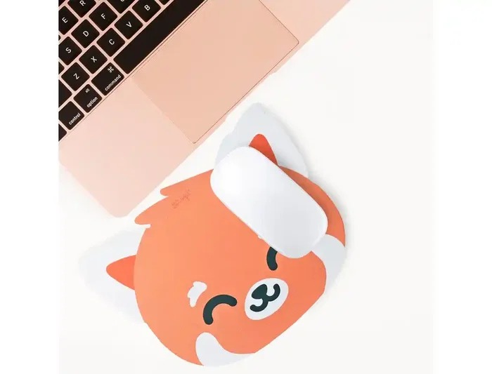 Wondee Alfombrilla para Ratón Mr. Wonderful Forma Panda Rojo Antideslizante Control Preciso Cómoda Lavable 210x3x210 mm