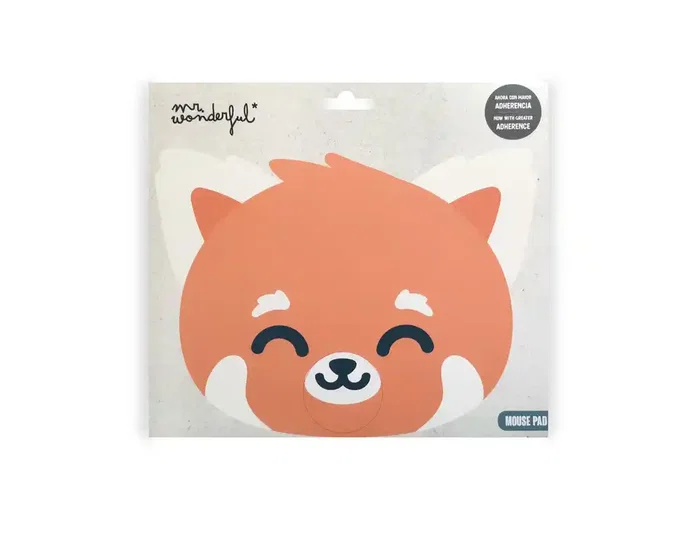 Wondee Alfombrilla para Ratón Mr. Wonderful Forma Panda Rojo Antideslizante Control Preciso Cómoda Lavable 210x3x210 mm