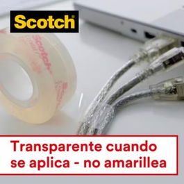 Scotch 7100088402 6-1975C3 Pack 2+1 Rollos Cinta Adhesiva Supertransparente Crystal 19mm x 7,5m con Dispensador