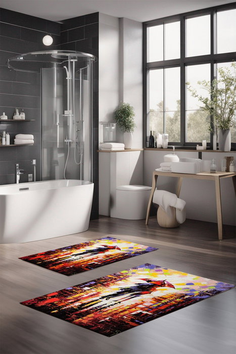 Mijölnir CT-5116 Juego de Alfombrillas de Baño de 2 Piezas, 100% Poliéster, Suaves y Antideslizantes, Antibacterianas, 40x60 cm y 60x100 cm