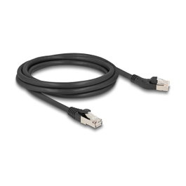 DeLOCK Cable de red RJ45 Cat.6A S/FTP 2 m Negro con conector de 45° a la izquierda